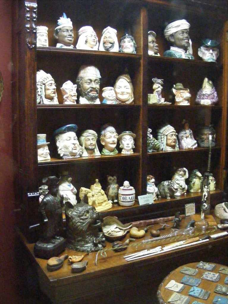 A display of tobacco jars.